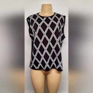 Erika Argyle Sweater Knit Vest XL